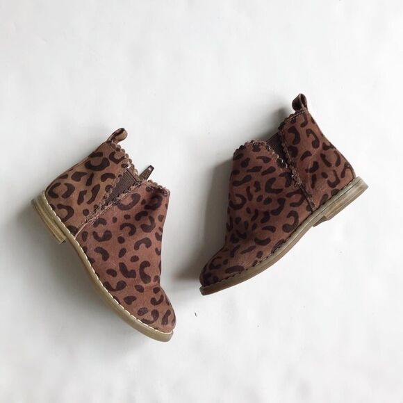 Babygap faux suede leopard print short boots VGUC  size 8 - Picture 1 of 9